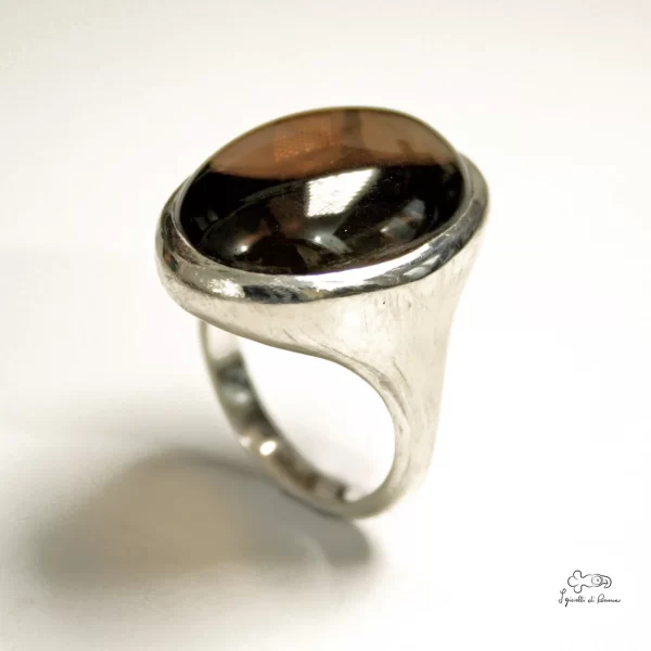Anello in argento con quarzo fumé 00