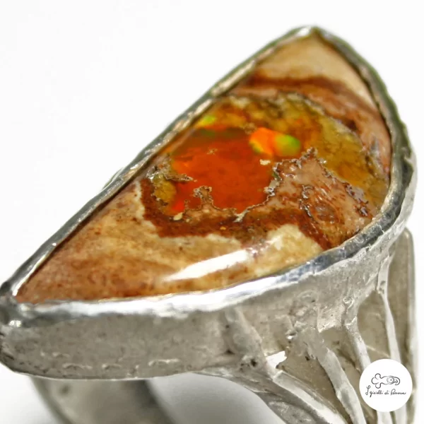 Anello in argento con opale del Messico 01