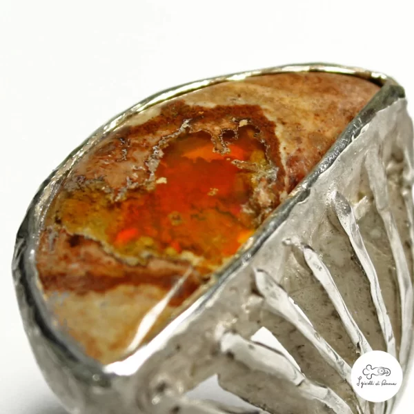 Anello in argento con opale del Messico 03