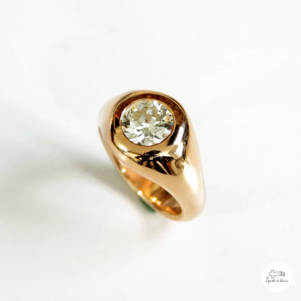 anello in oro rosa con diamante taglio antico 01