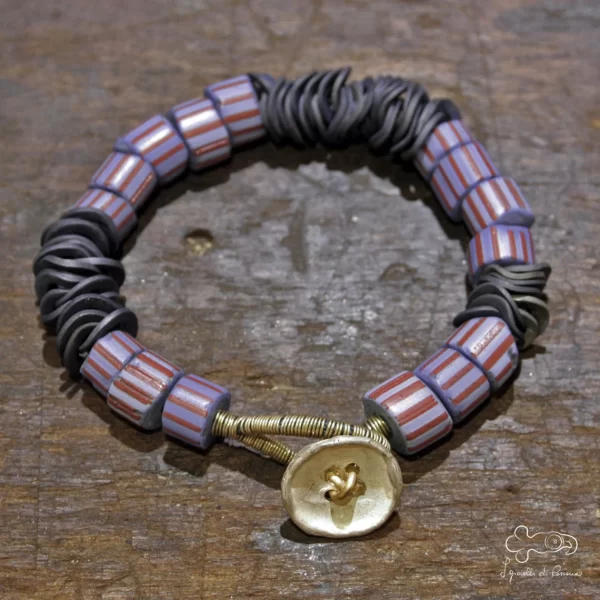 bracciale trade beads con dischi in titanio anodizzato 00