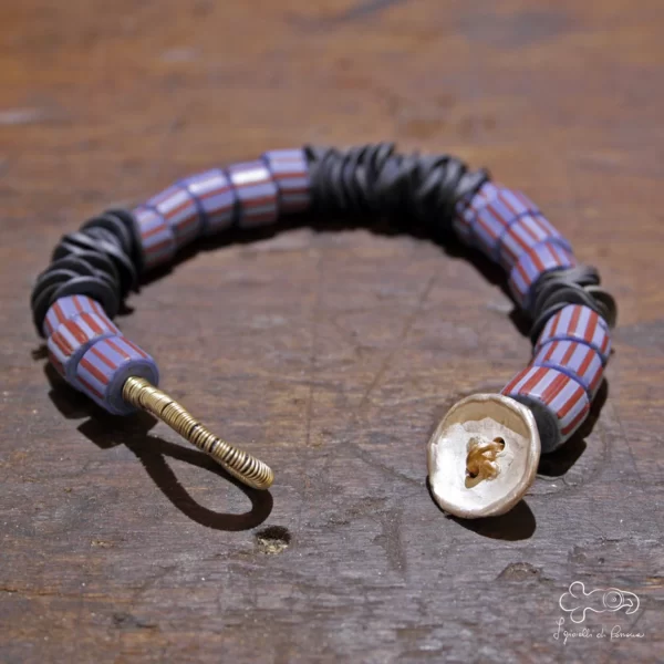 bracciale trade beads con dischi in titanio anodizzato 03