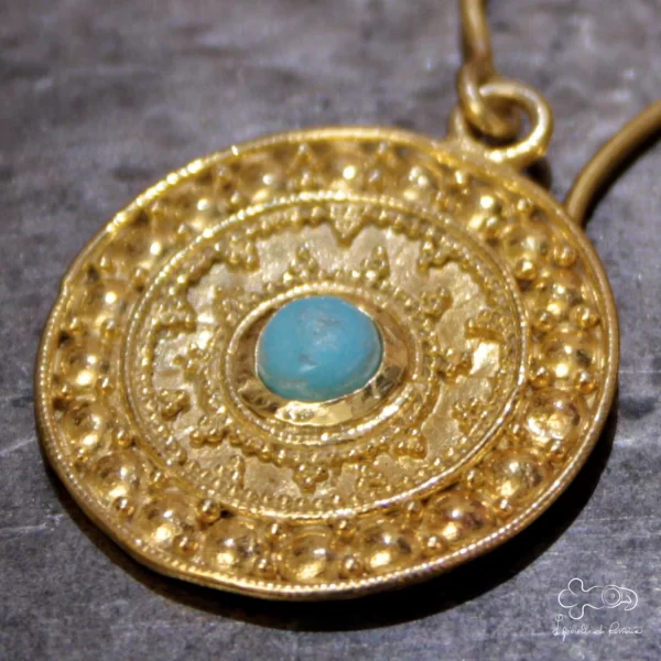 Silver gilt earrings with turquoise paste - Image 2