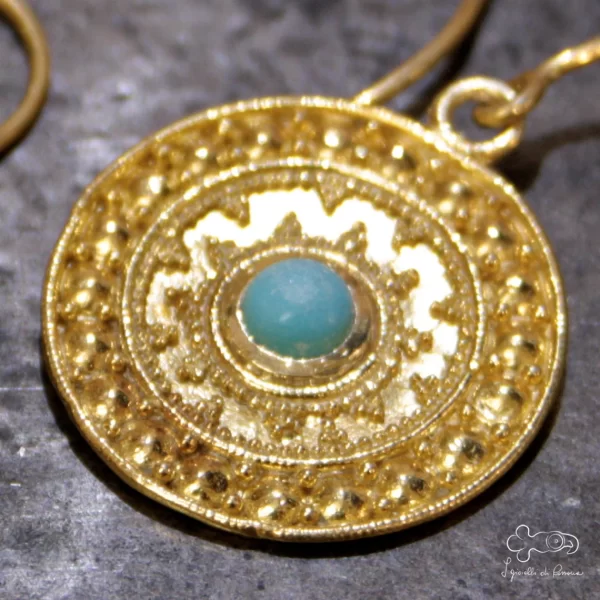 Silver gilt earrings with turquoise paste - Image 3